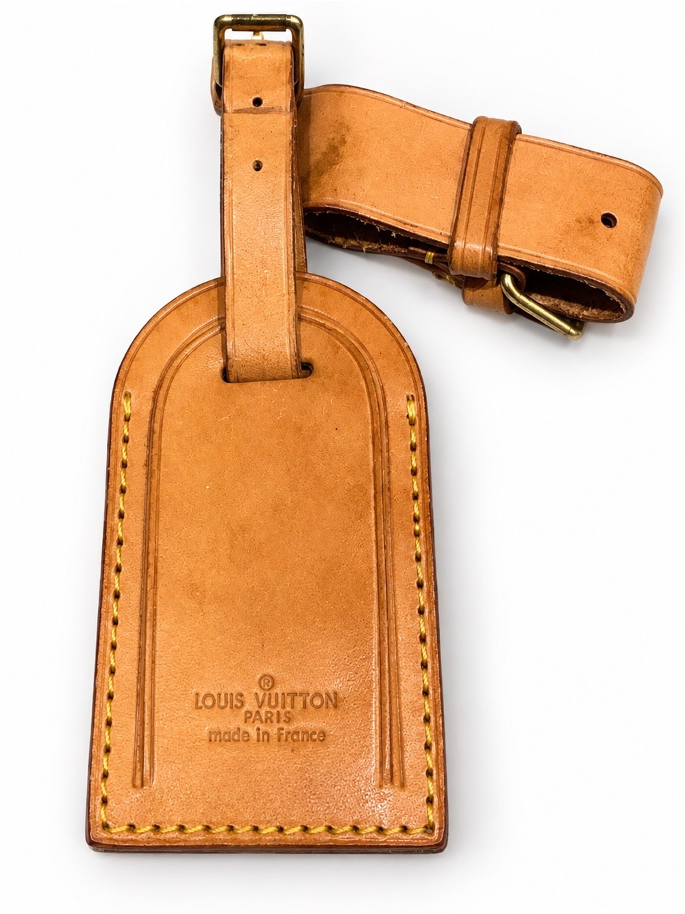 Louis Vuitton Authentic Vachetta Leather Luggage Name Tag Strap